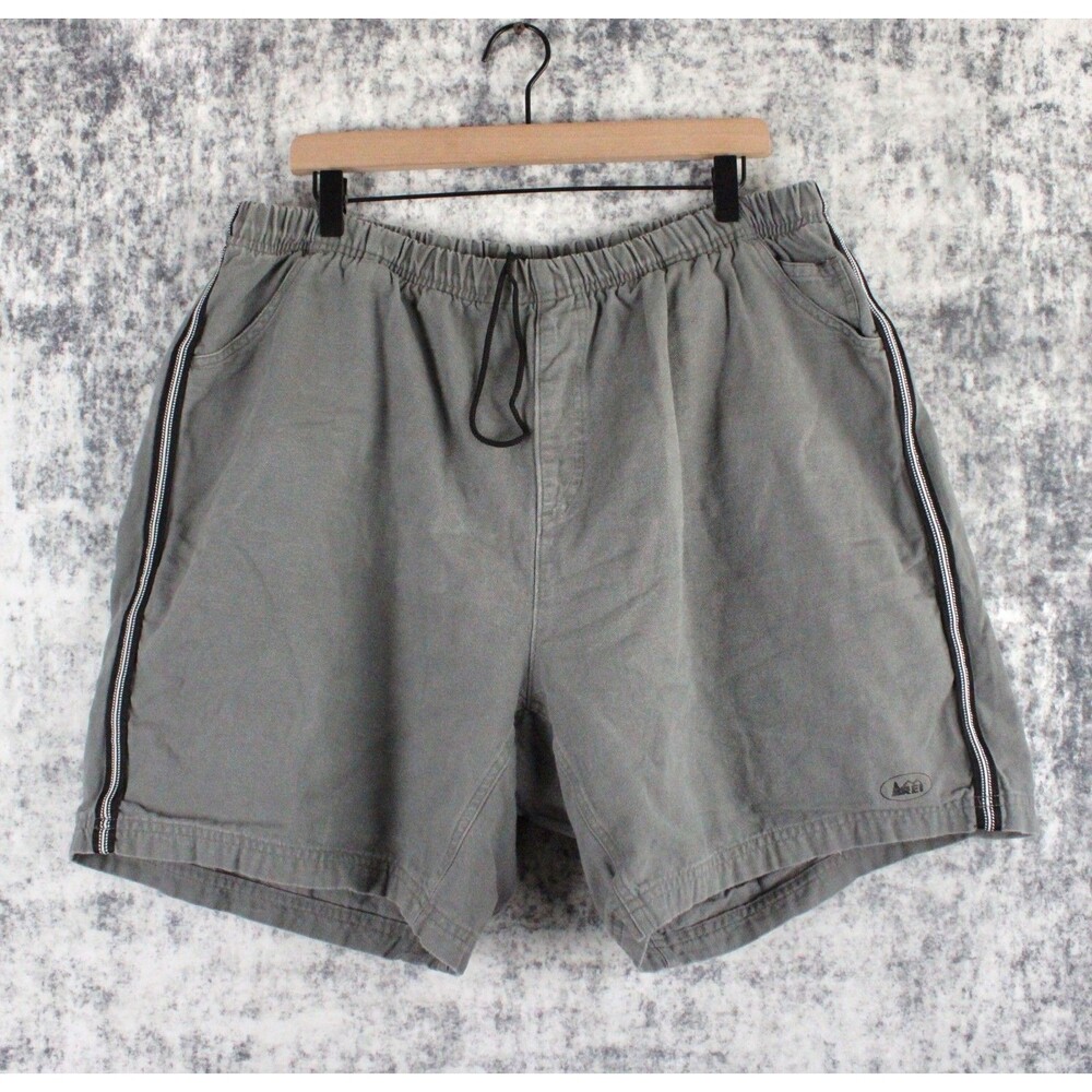 REI Vintage Cotton Shorts Mens Size 2Xl Lined Padded Gray Elastic Waist